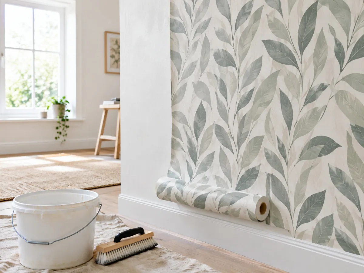 wallpaper installation in an American home
